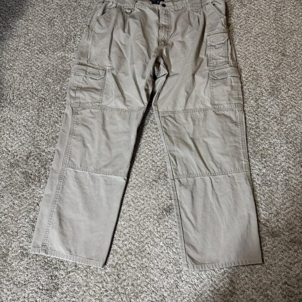5.11 Tactical Pants Mens 42x29 Beige Cotton Cargo Elastic Waist 74251 Workwear